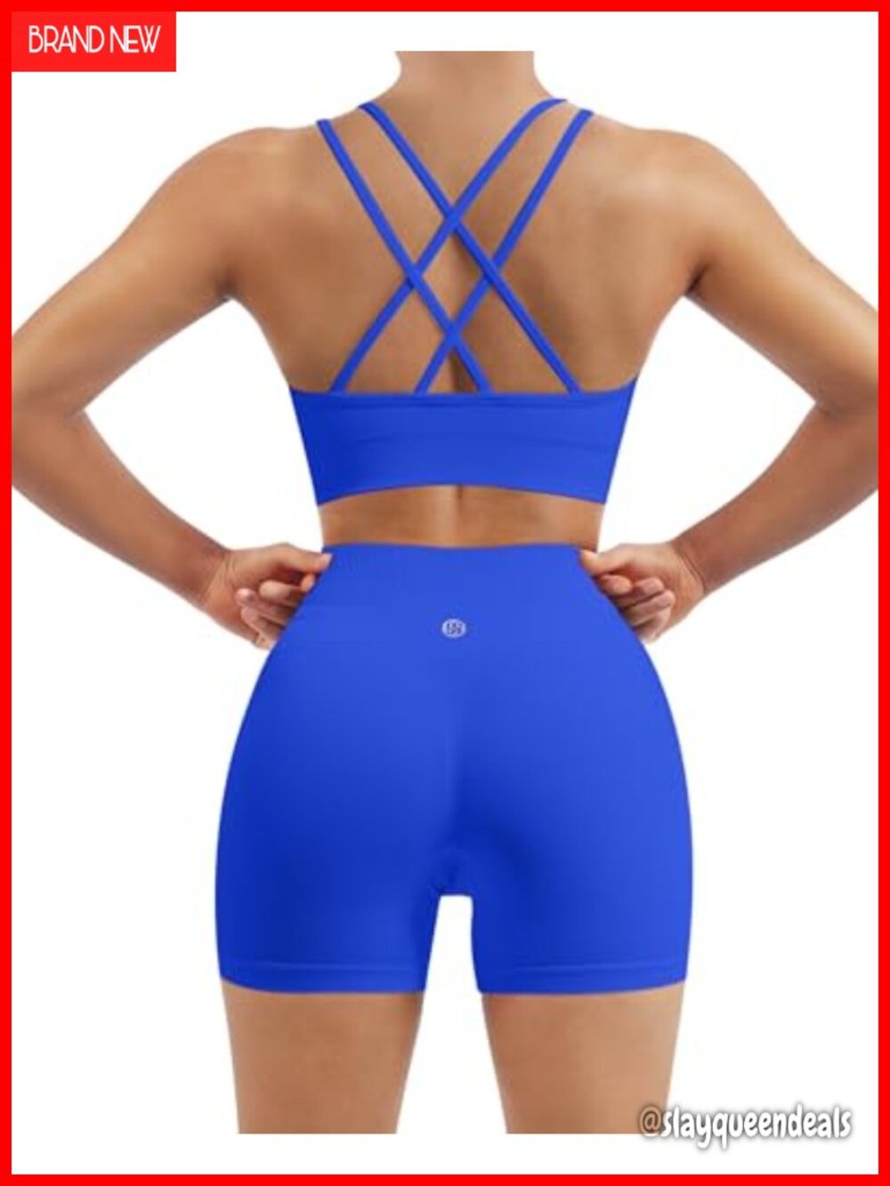 SUUKSESS Womens 2-Piece Workout Set Cross Back Sports Bra & Gym Shorts